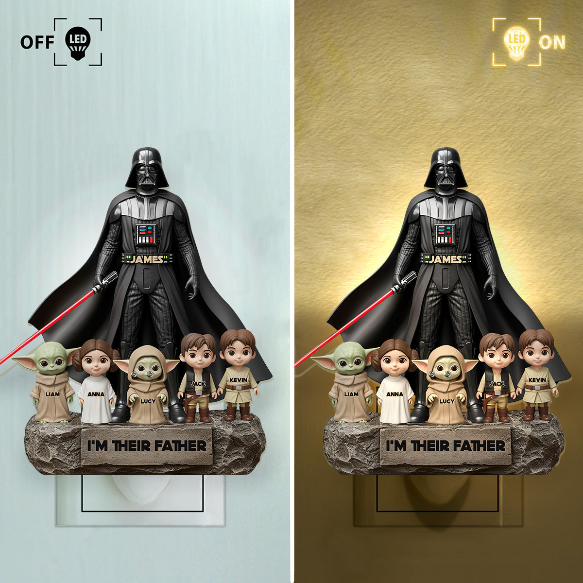 I Am Their Father - Personalized The Force Acrylic Plug-In Night Light