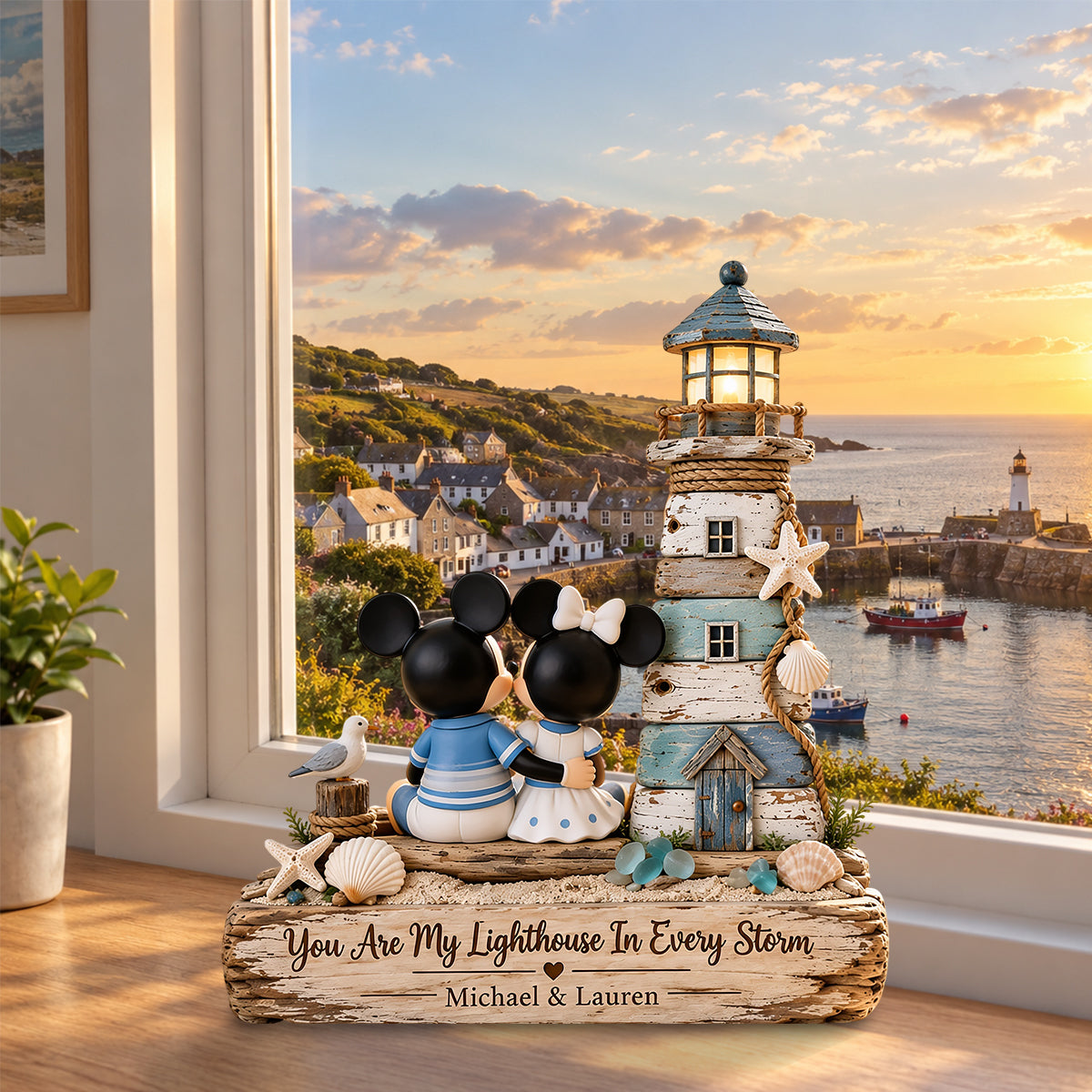Your Are My Lighthouse In Every Storm - Personalized Mouse Custom Shaped Wood Plaque
