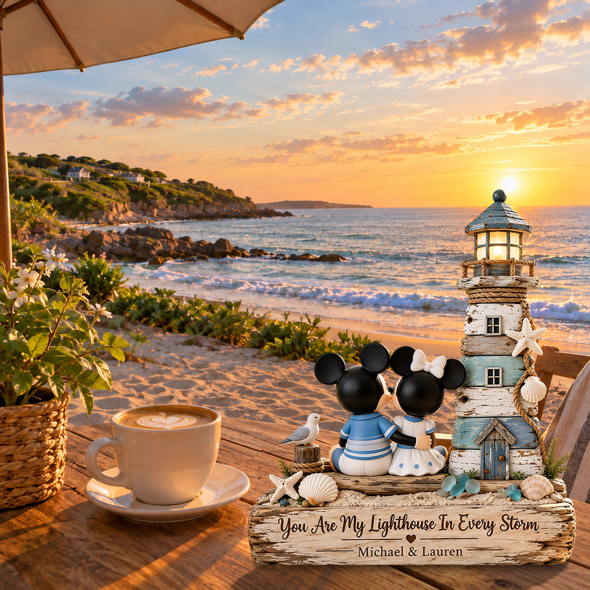 Your Are My Lighthouse In Every Storm - Personalized Mouse Custom Shaped Wood Plaque