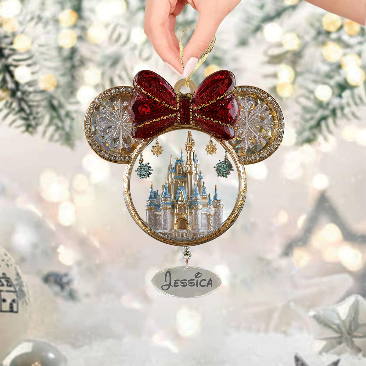 Magical World - Personalized Mouse Ornament With Charm