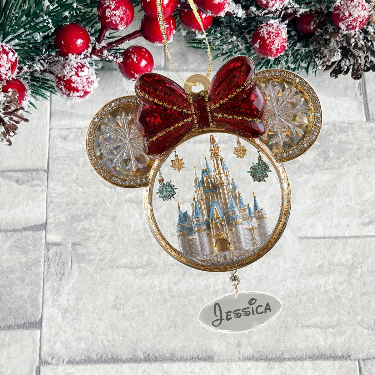 Magical World - Personalized Mouse Ornament With Charm
