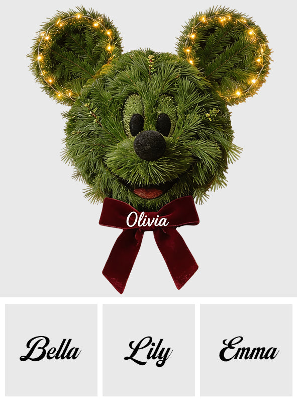 Mouse Ear Wreath Christmas - Personalized Mouse LED Light Acrylic Sign