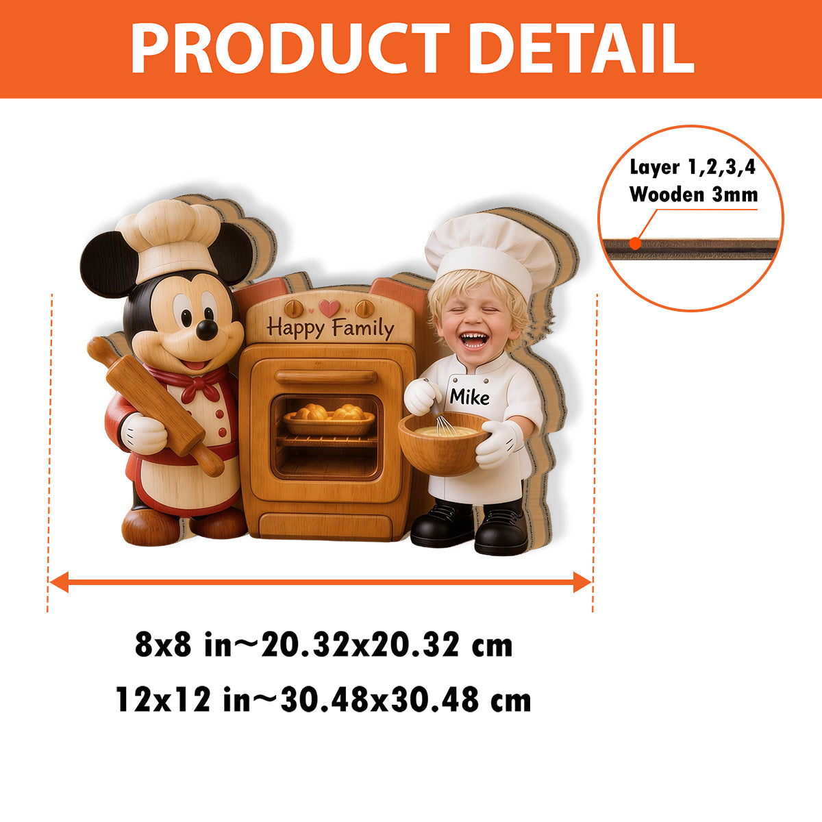Kitchen Decor, Cartoon Mouse Fan Gift - Personalized Kid Wooden Desk Organizer
