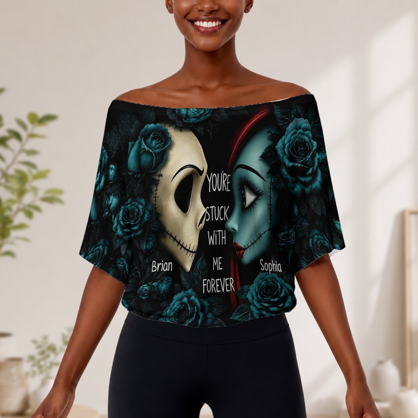 You’re Stuck With Me Forever - Personalized Nightmare Off-Shoulder Top Set