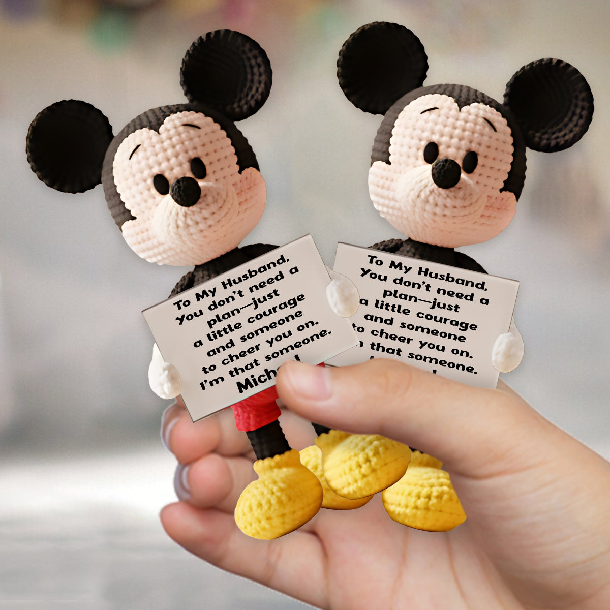 Magical Emotion Support - Personalized Crochet Mouse Hand Knitted Figurine