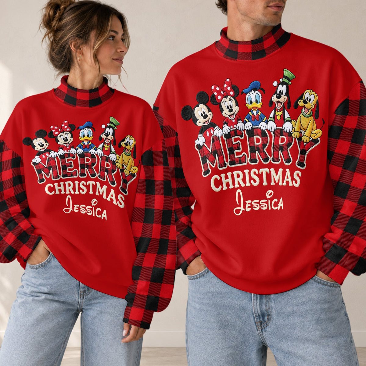 Merry Chritsmas - Personalized Mouse Mock Neck Sweatshirt