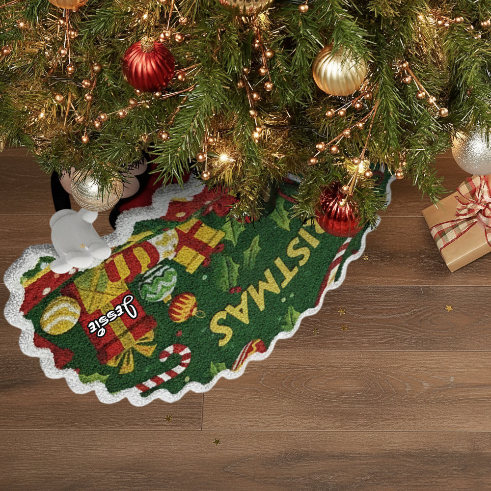 Merry Christmas - Personalized Mouse Shaped Tree Skirt