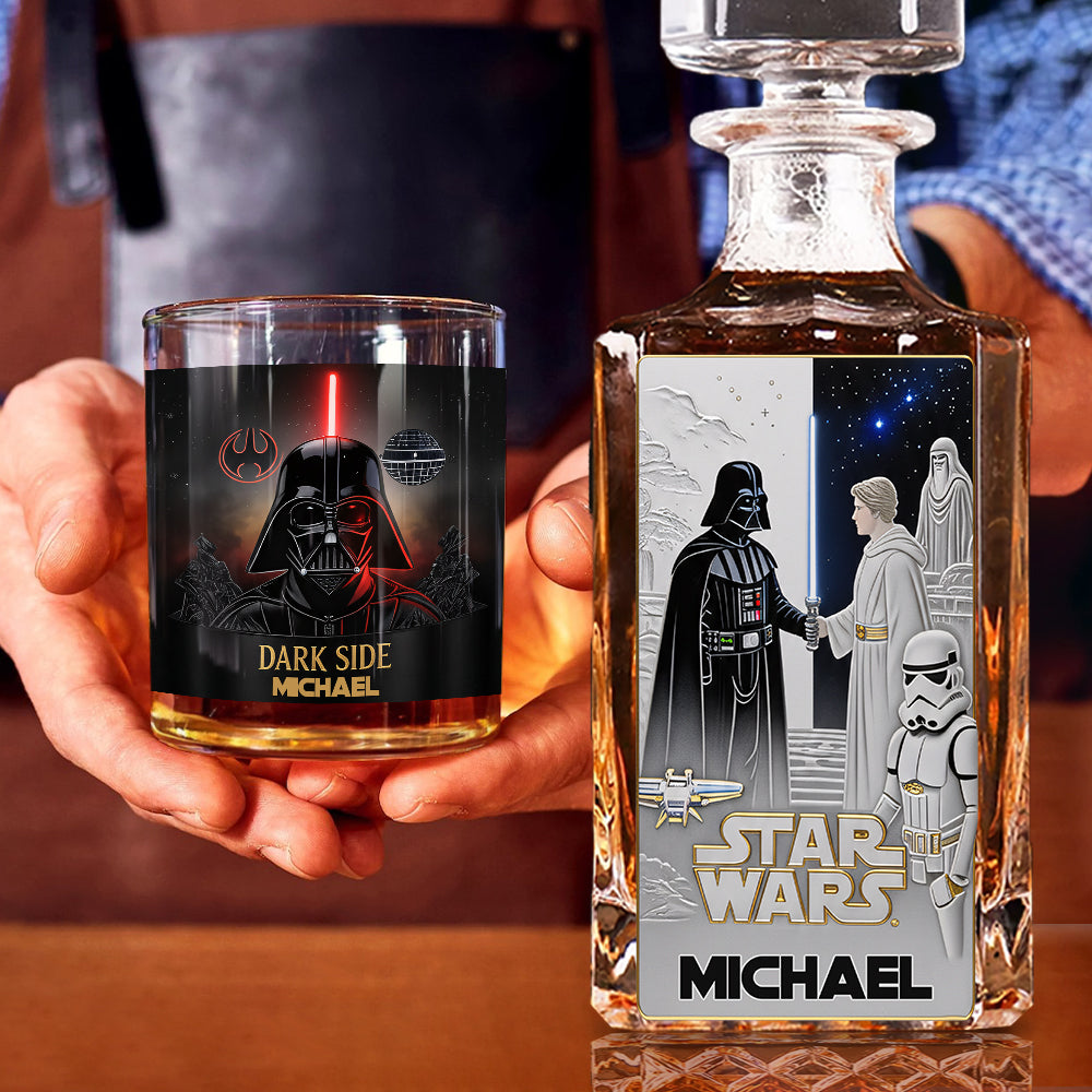 The Ultimate Light & Dark Side Spirit - Personalized The Force Whiskey Decanter Set