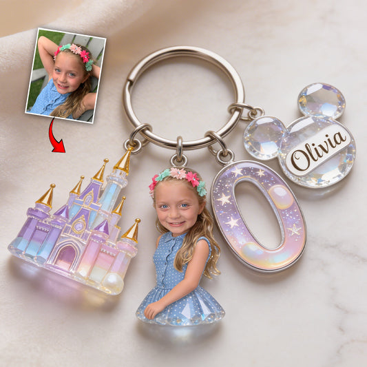 Magic Castle Alphabet Custom From Photo - Personalized Dream Trip Keychain With Charms