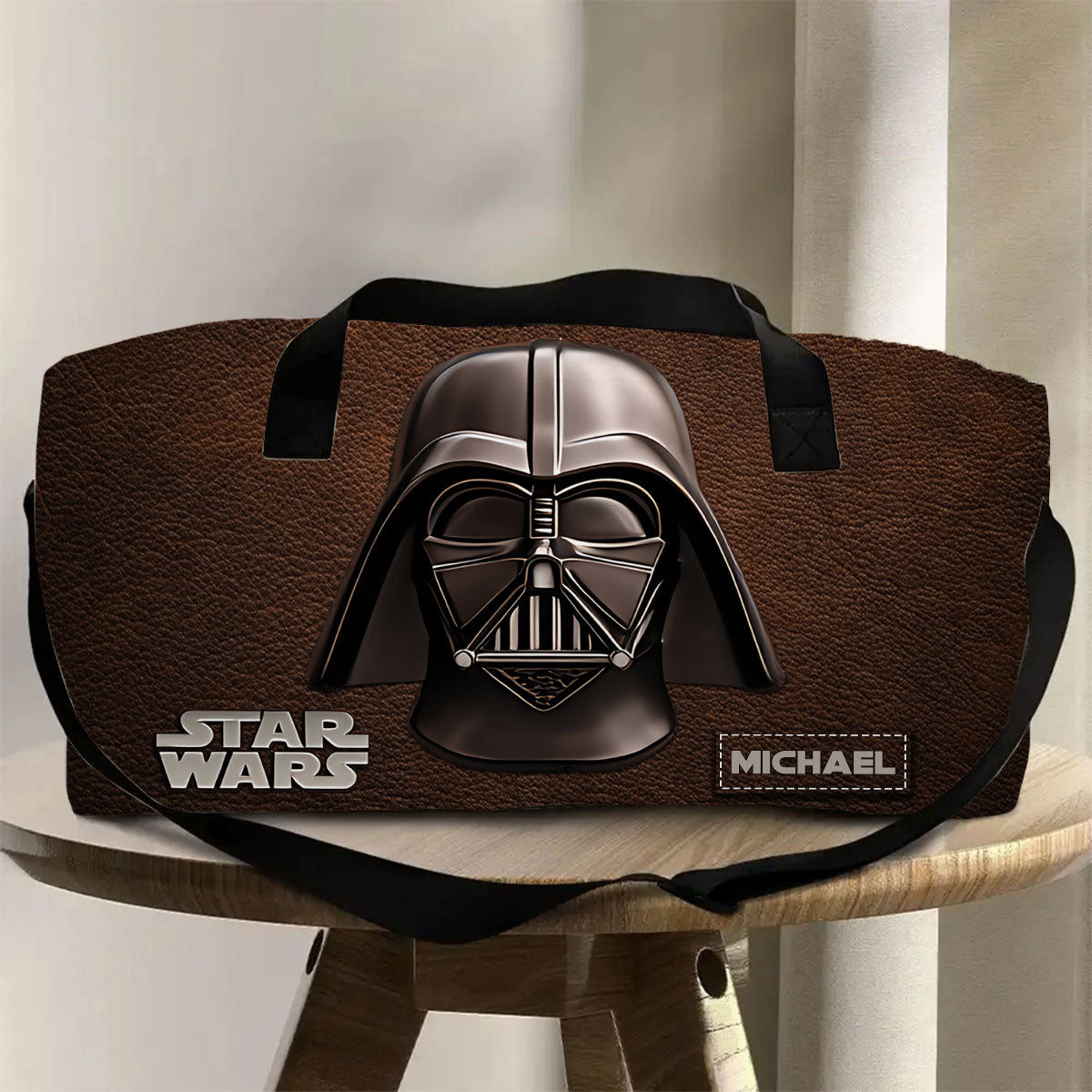 The Black Armored Commander Custom Name - Personalized The Force Duffle Bag
