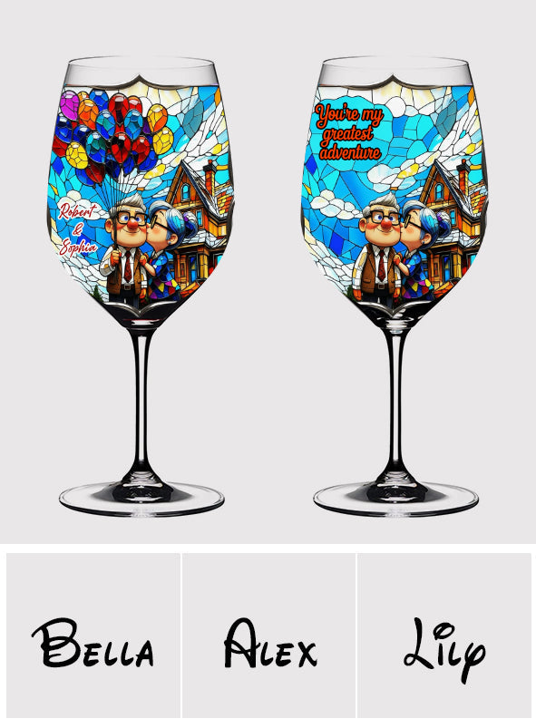 Old Couple Balloon - Personalized Couple Wine Glass With Long Stem