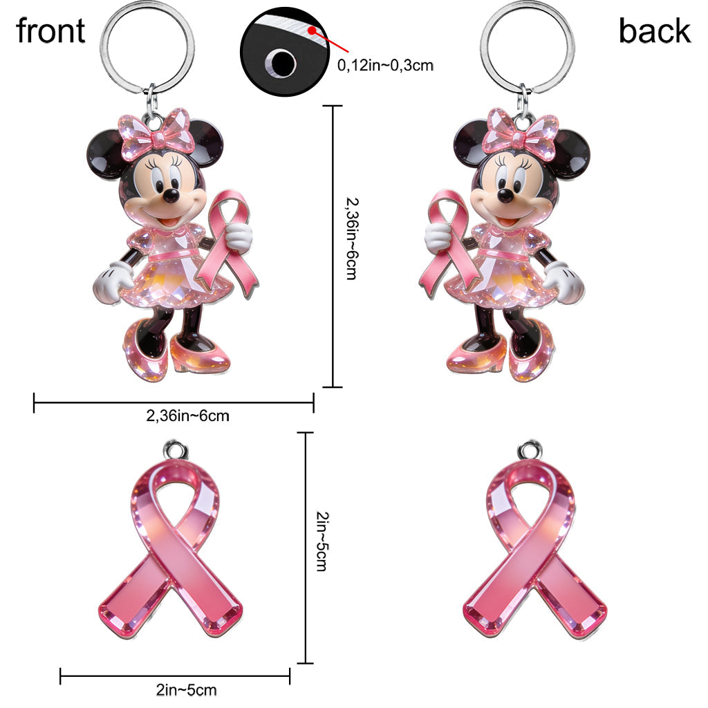 Breast Cancer Awareness - Personalized Breast Cancer Awareness Premium Keychain With Charms