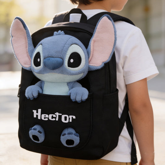 Blue Alien - Personalized Ohana Changeable Leather Patch Backpack
