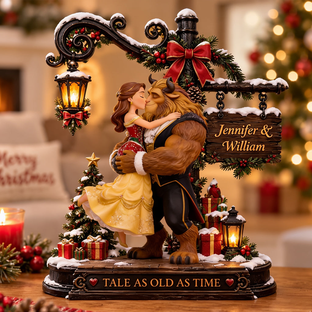 Romantic Christmas Fairytale Couple - Personalized Beauty And The Beast 2-Side Printed Acrylic Plaque