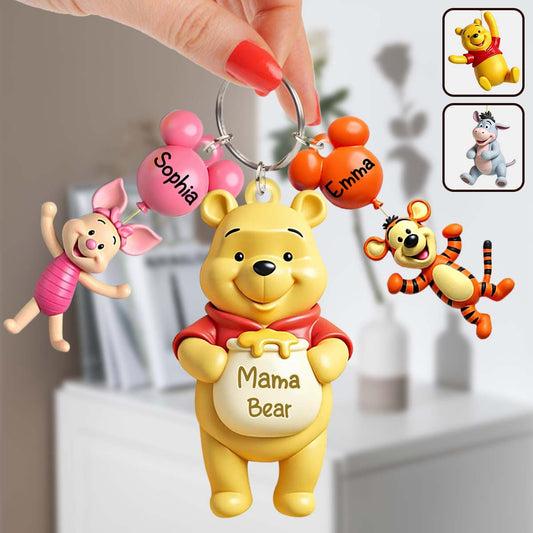 Mama Bear - Personalized Mouse Keychain with Charms