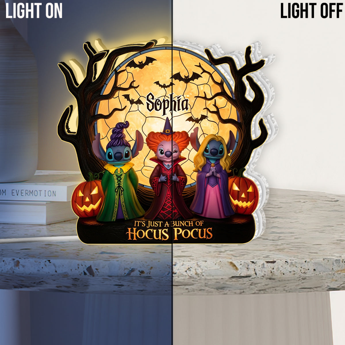 Blue Ohana Halloween Vibes - Personalized Ohana Acrylic LED Night Light