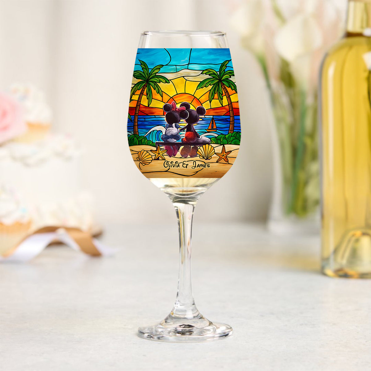 Magical Love - Personalized Mouse Wine Glass With Long Stem