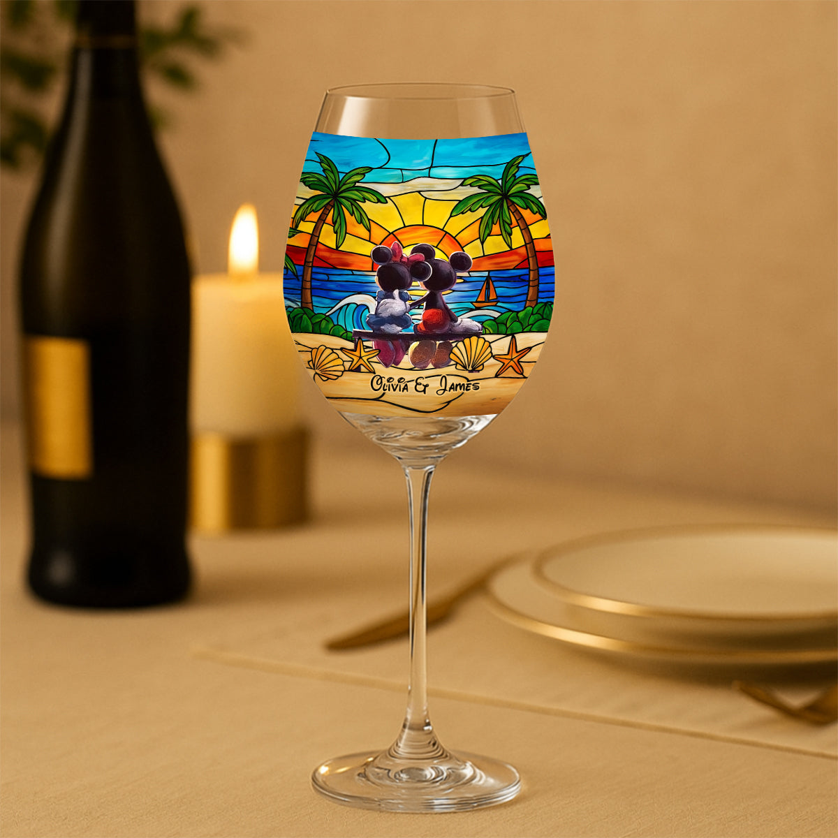 Magical Love - Personalized Mouse Wine Glass With Long Stem