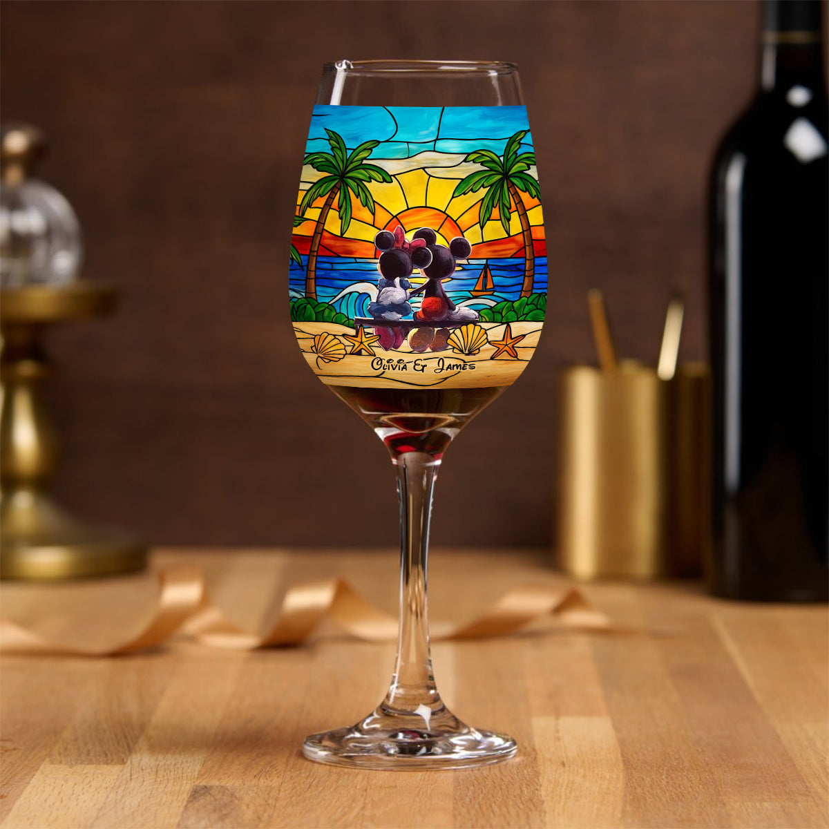 Magical Love - Personalized Mouse Wine Glass With Long Stem