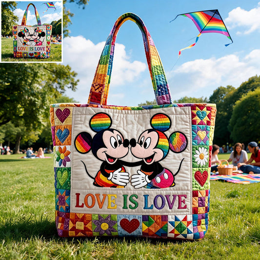 LGBT Pride, Cartoon Mouse - Personalized LGBT Support Quilted Tote Bag