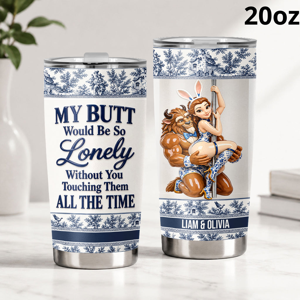 Naughty Fairytale Couple Toile de Jouy - Personalized Beauty And The Beast Tumbler