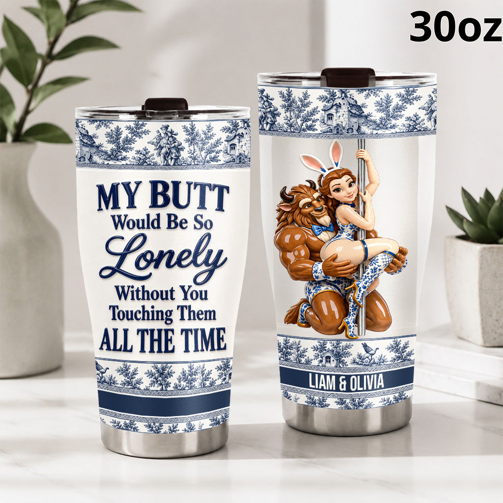 Naughty Fairytale Couple Toile de Jouy - Personalized Beauty And The Beast Tumbler