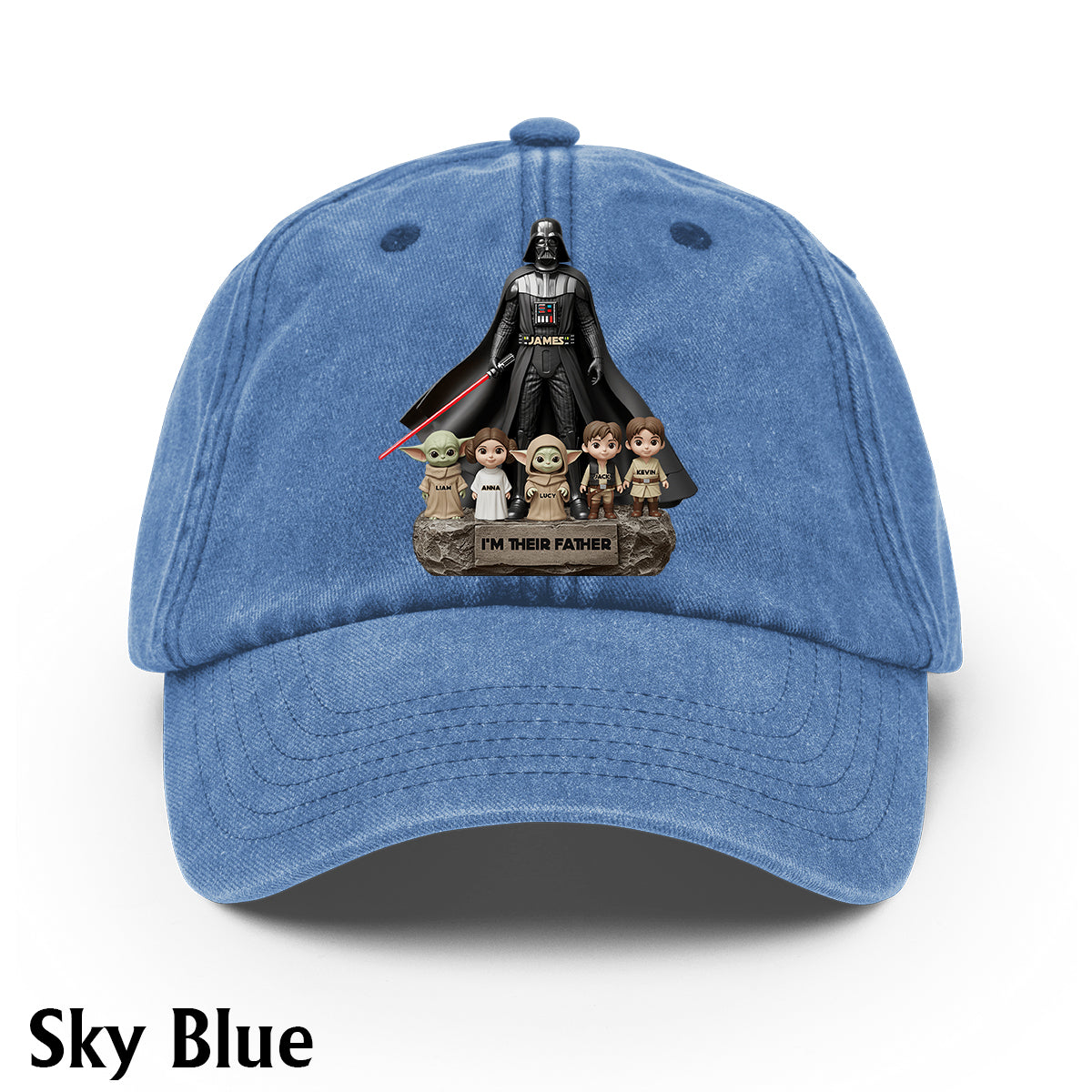 I Am Their Father - Personalized The Force Washed Denim Cap