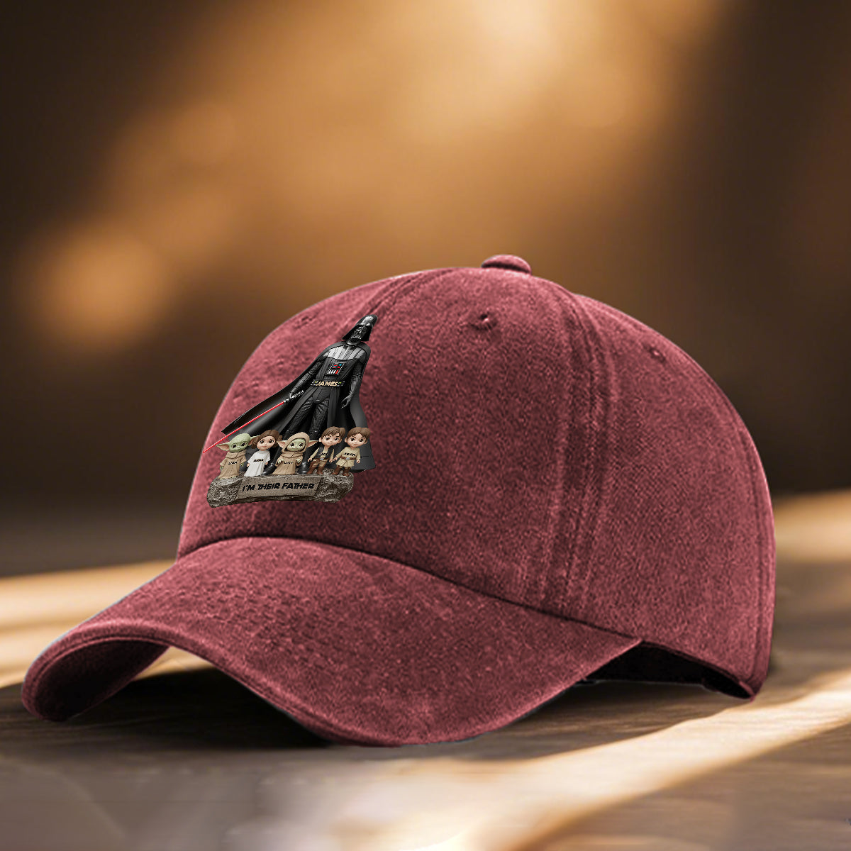 I Am Their Father - Personalized The Force Washed Denim Cap