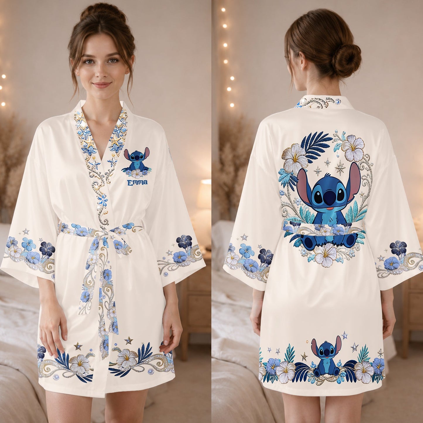 Cute Alien - Personalized Ohana Satin Robe