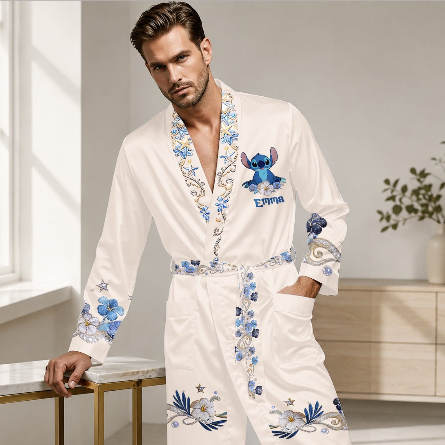 Cute Alien - Personalized Ohana Satin Robe