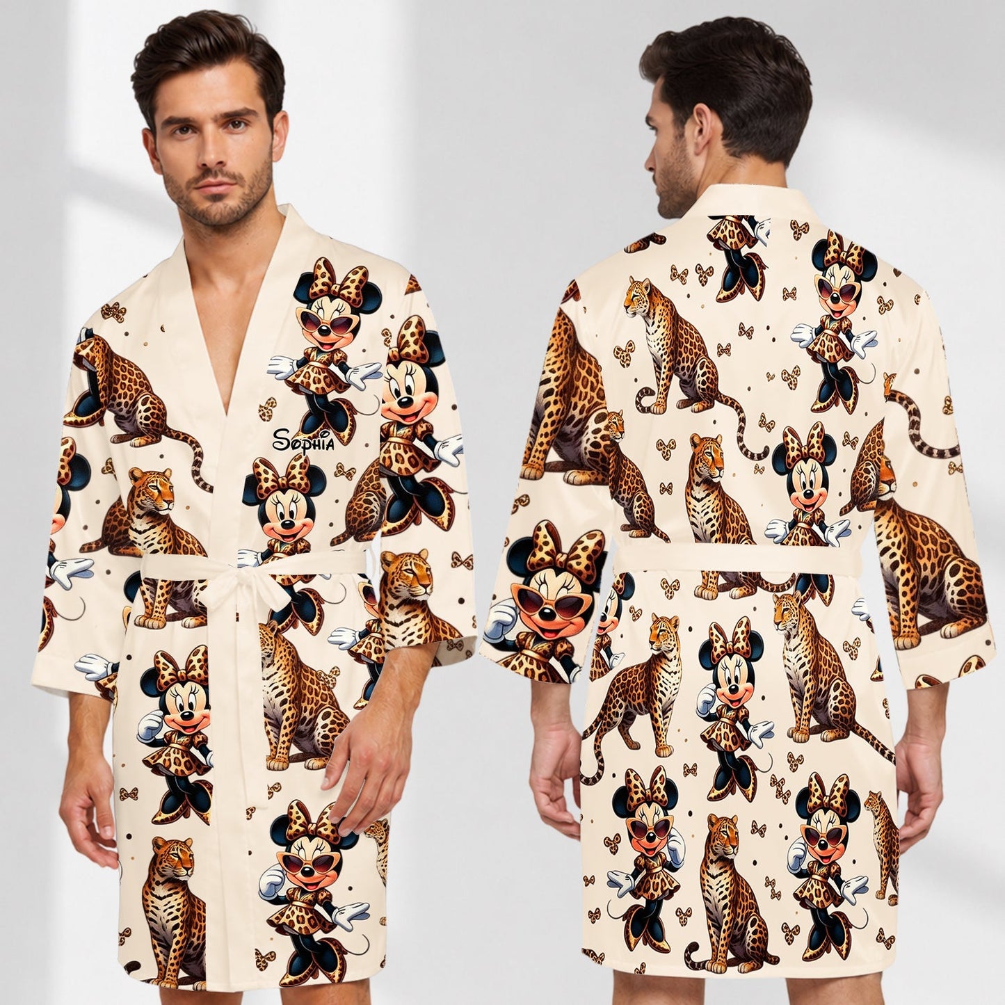 Cute Cheetah Print Mouse - Personalized Mouse Satin Robe