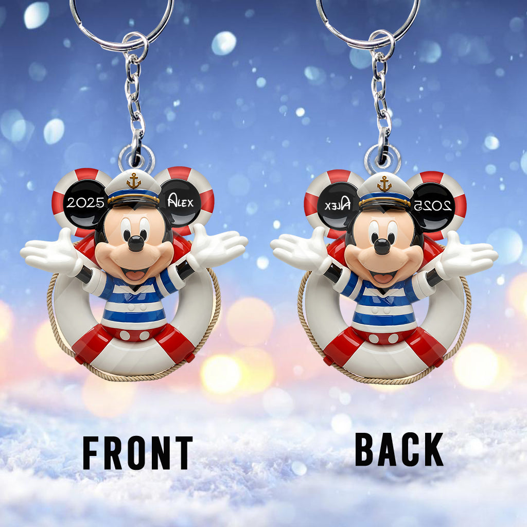 Cruise Ship Family - Personalized Mouse Custom Shaped Keychain