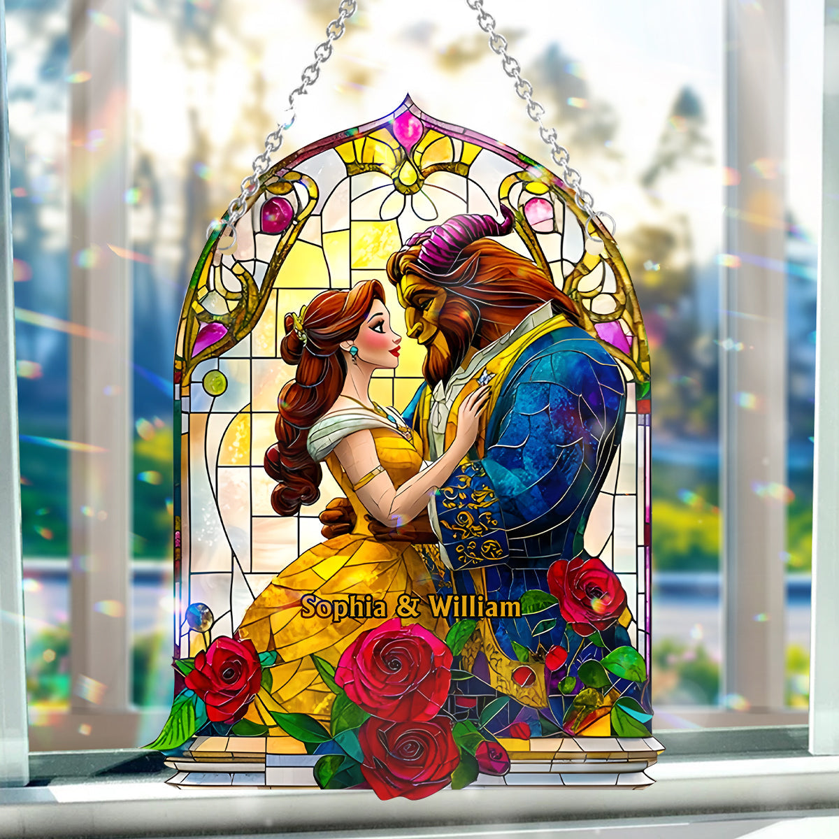 Tale As Old As Time - Personalized Mouse Window Hanging Suncatcher Ornament