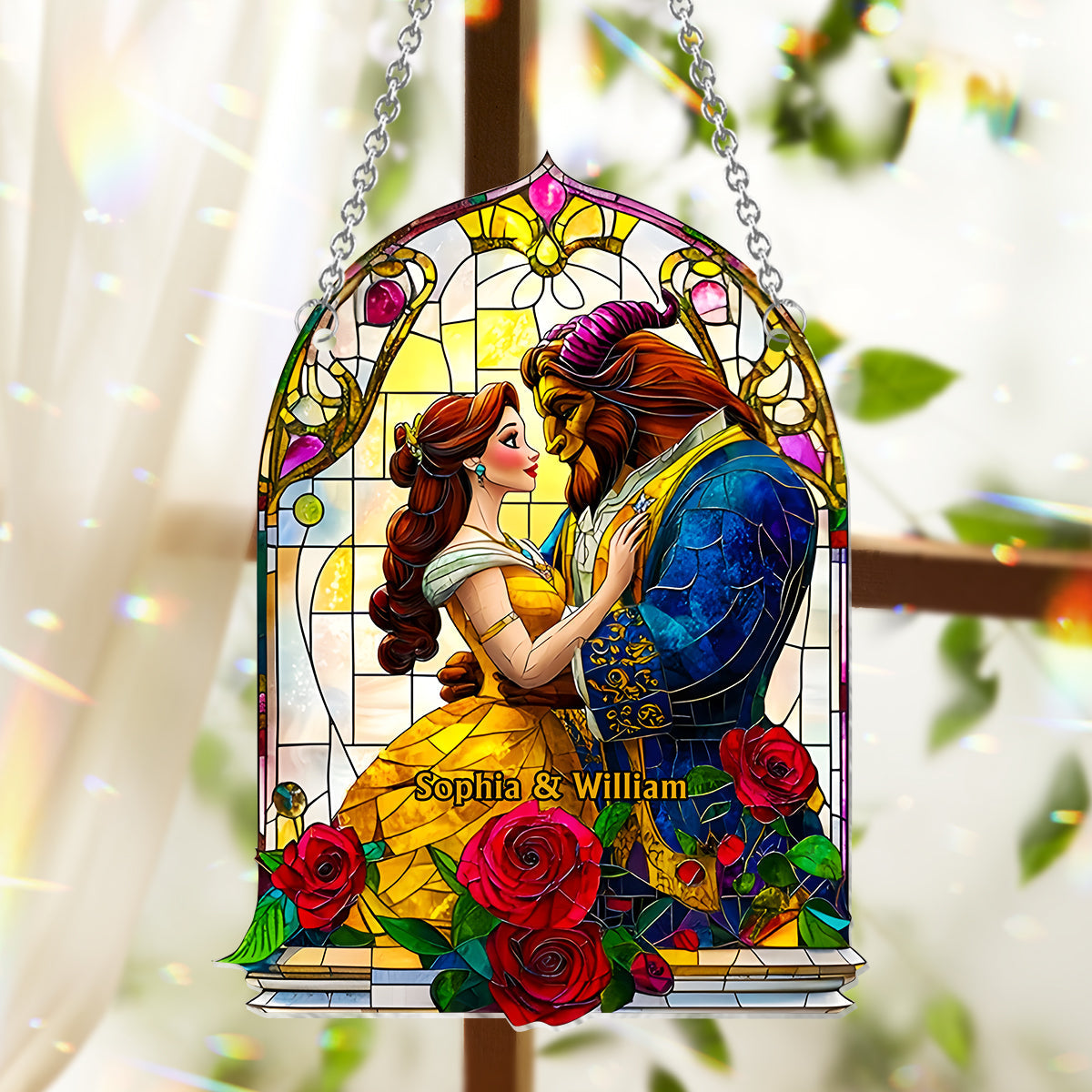 Tale As Old As Time - Personalized Mouse Window Hanging Suncatcher Ornament