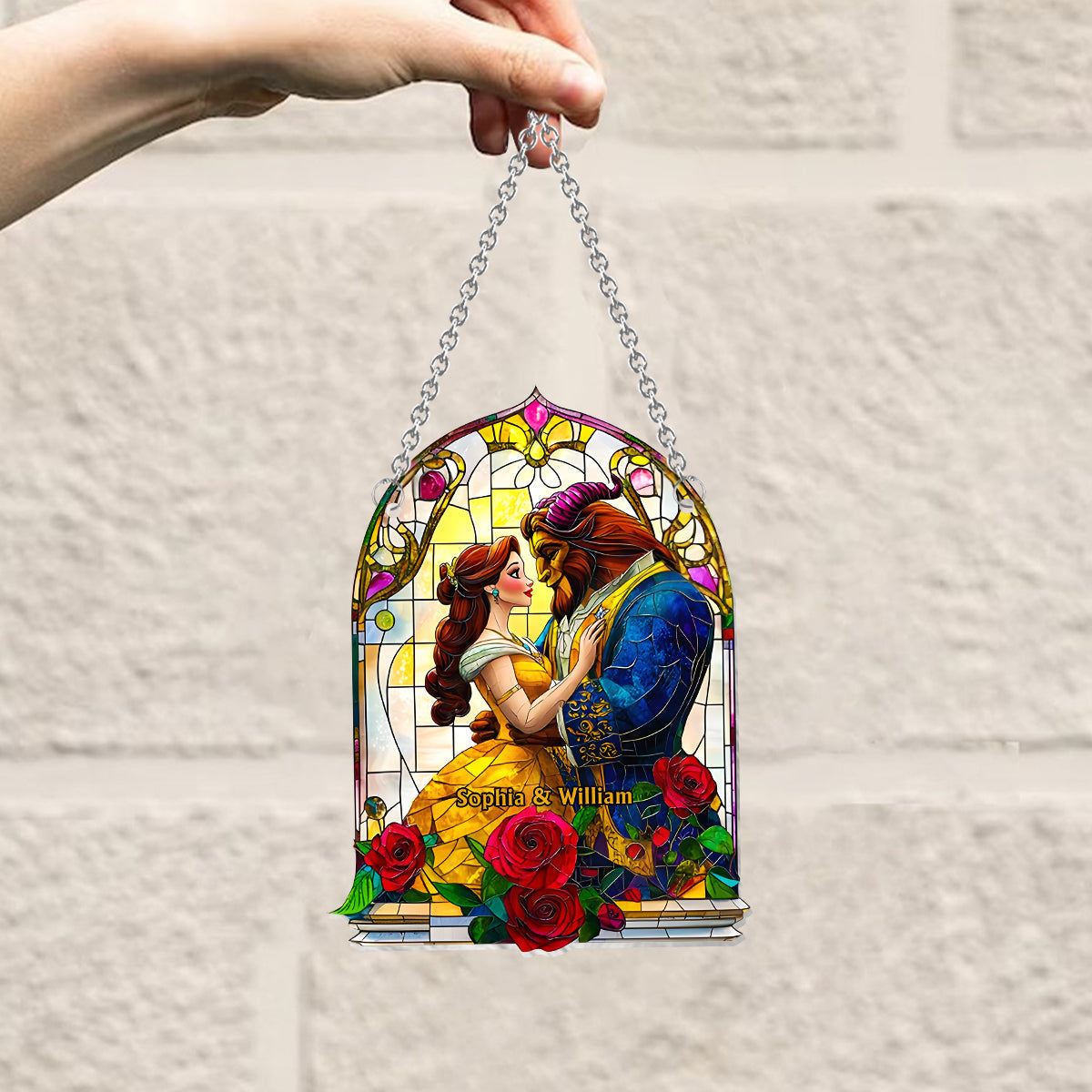 Tale As Old As Time - Personalized Mouse Window Hanging Suncatcher Ornament