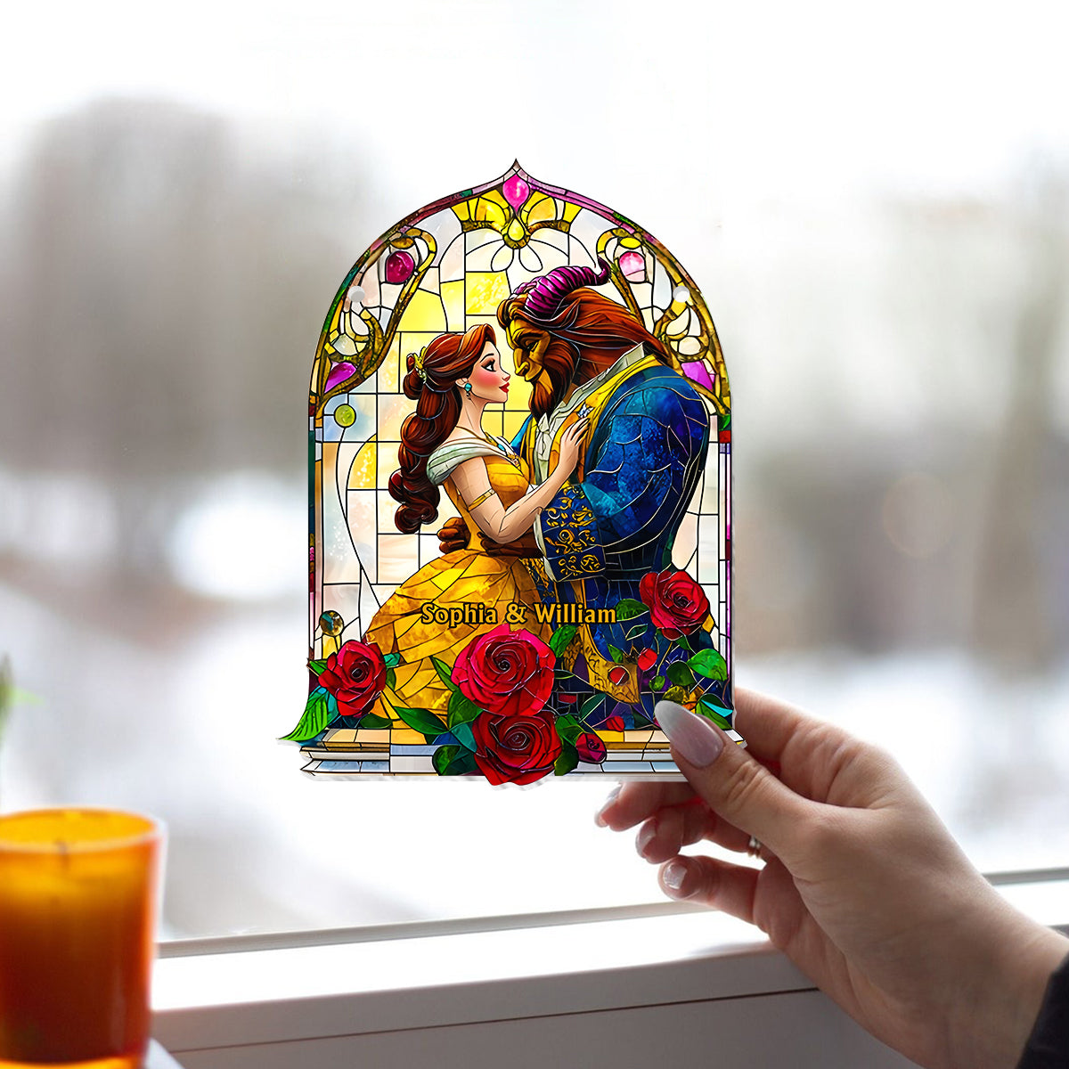 Tale As Old As Time - Personalized Mouse Window Hanging Suncatcher Ornament