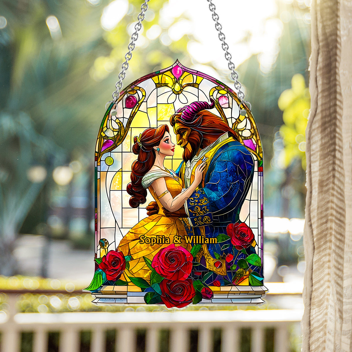 Tale As Old As Time - Personalized Mouse Window Hanging Suncatcher Ornament