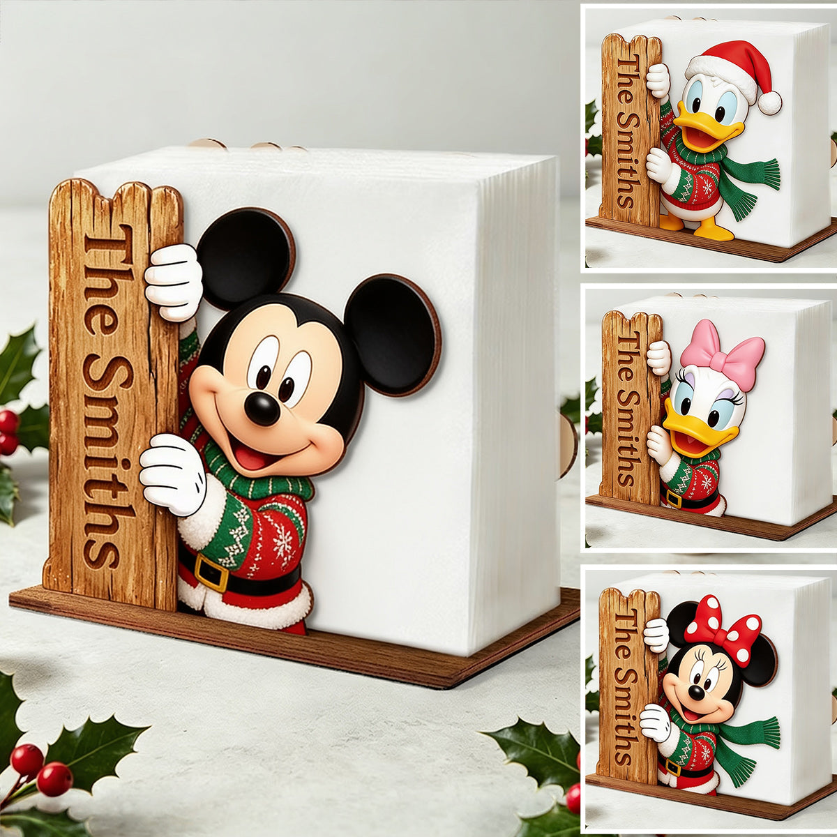 Merry Christmas - Personalized Mouse Napkin Holder