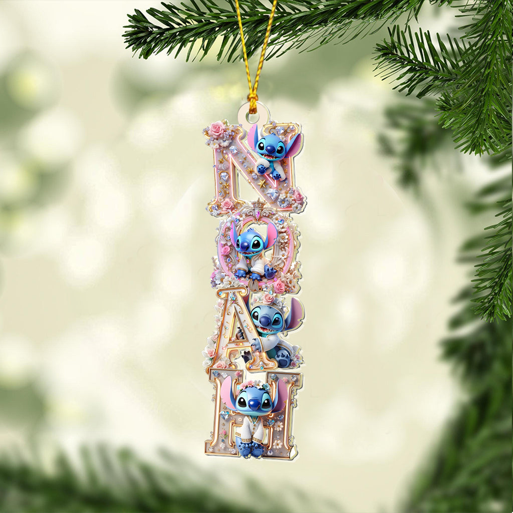 Blue Ohana Name Letter - Personalized Ohana Transparent Ornament