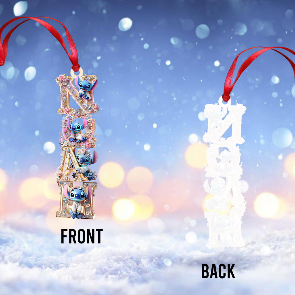 Blue Ohana Name Letter - Personalized Ohana Transparent Ornament