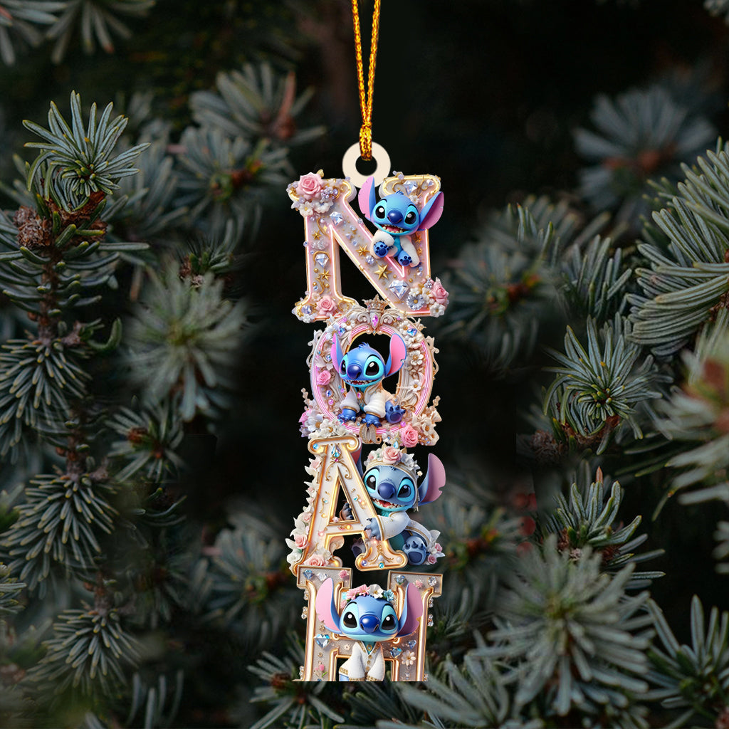 Blue Ohana Name Letter - Personalized Ohana Transparent Ornament