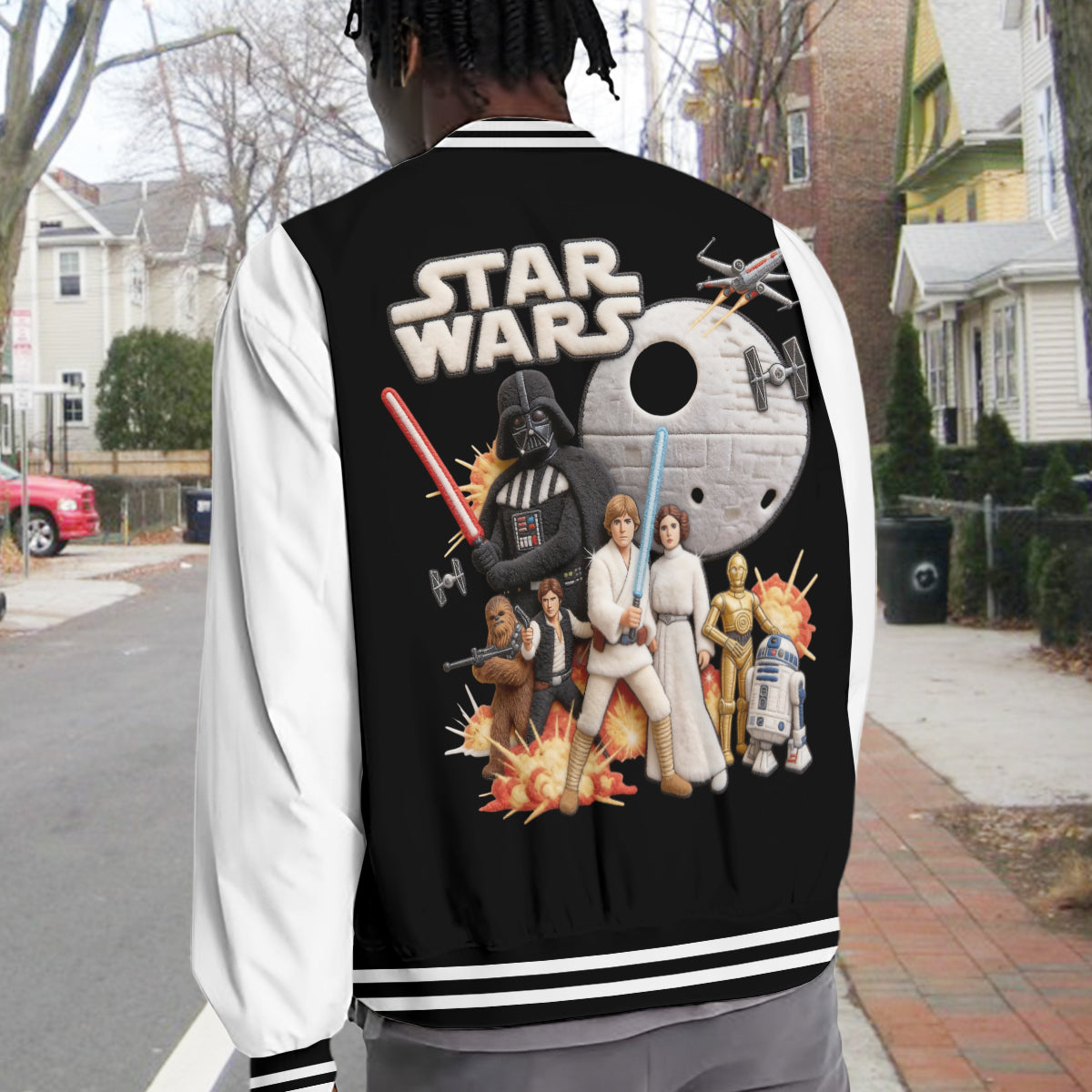 Pew Pew Pew - Personalized The Force Varsity Jacket