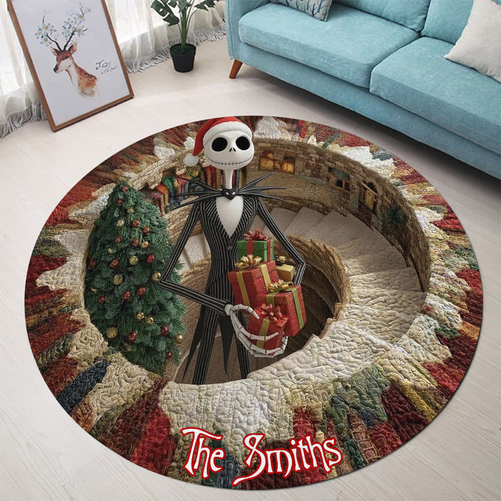 Merry Greenmas - Personalized Nightmare Round Rug