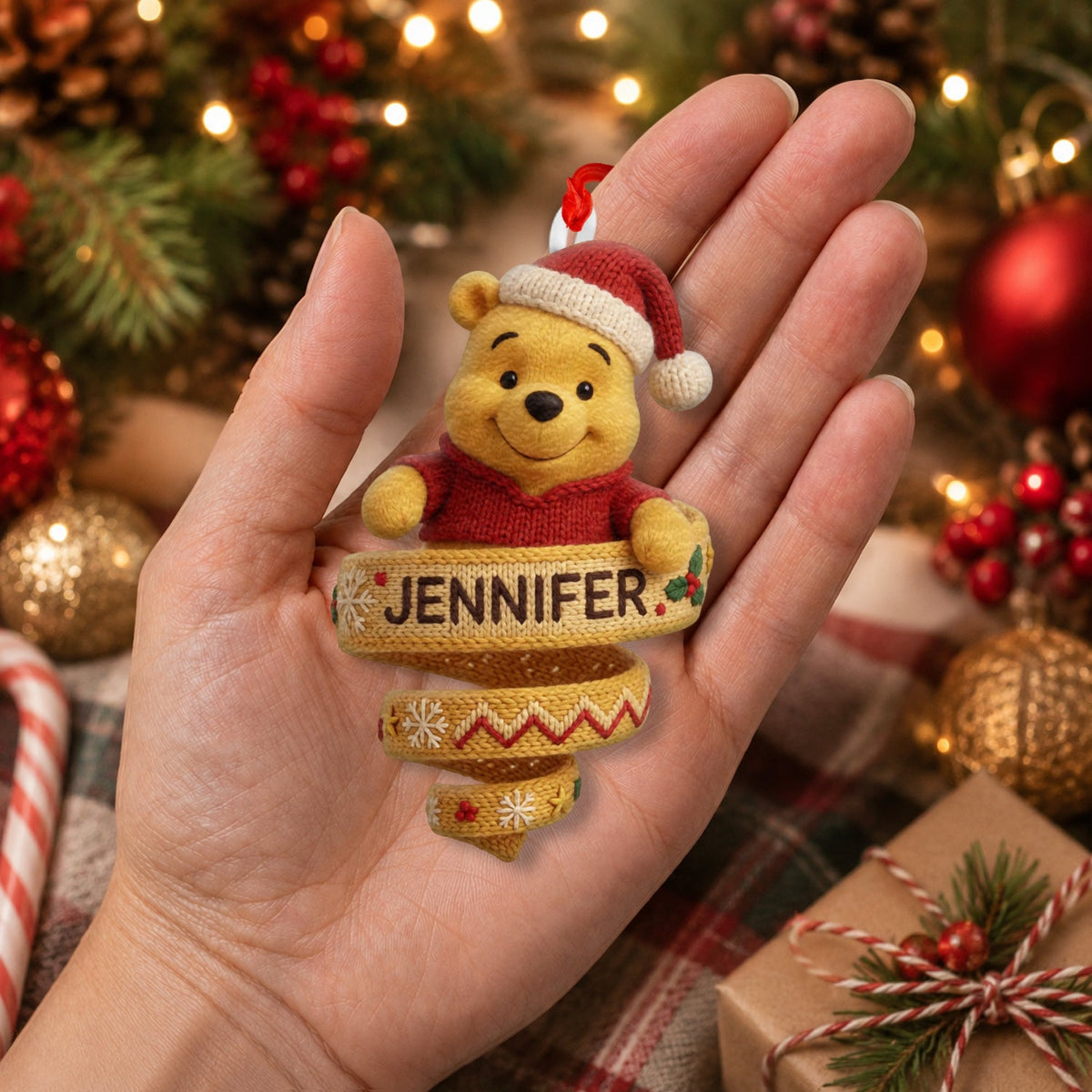 Cute Yellow Bear - Personalized Yellow Bear Plush Ornament