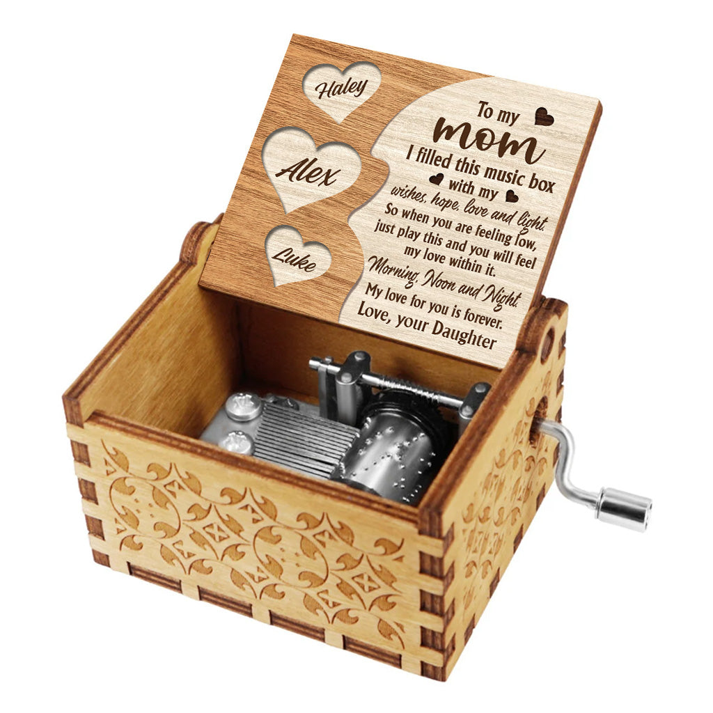 My Love For You Is Forever - Gift for mom, grandma, grandpa, dad, daughter, son, granddaughter, grandson - Personalized Hand Crank Music Box