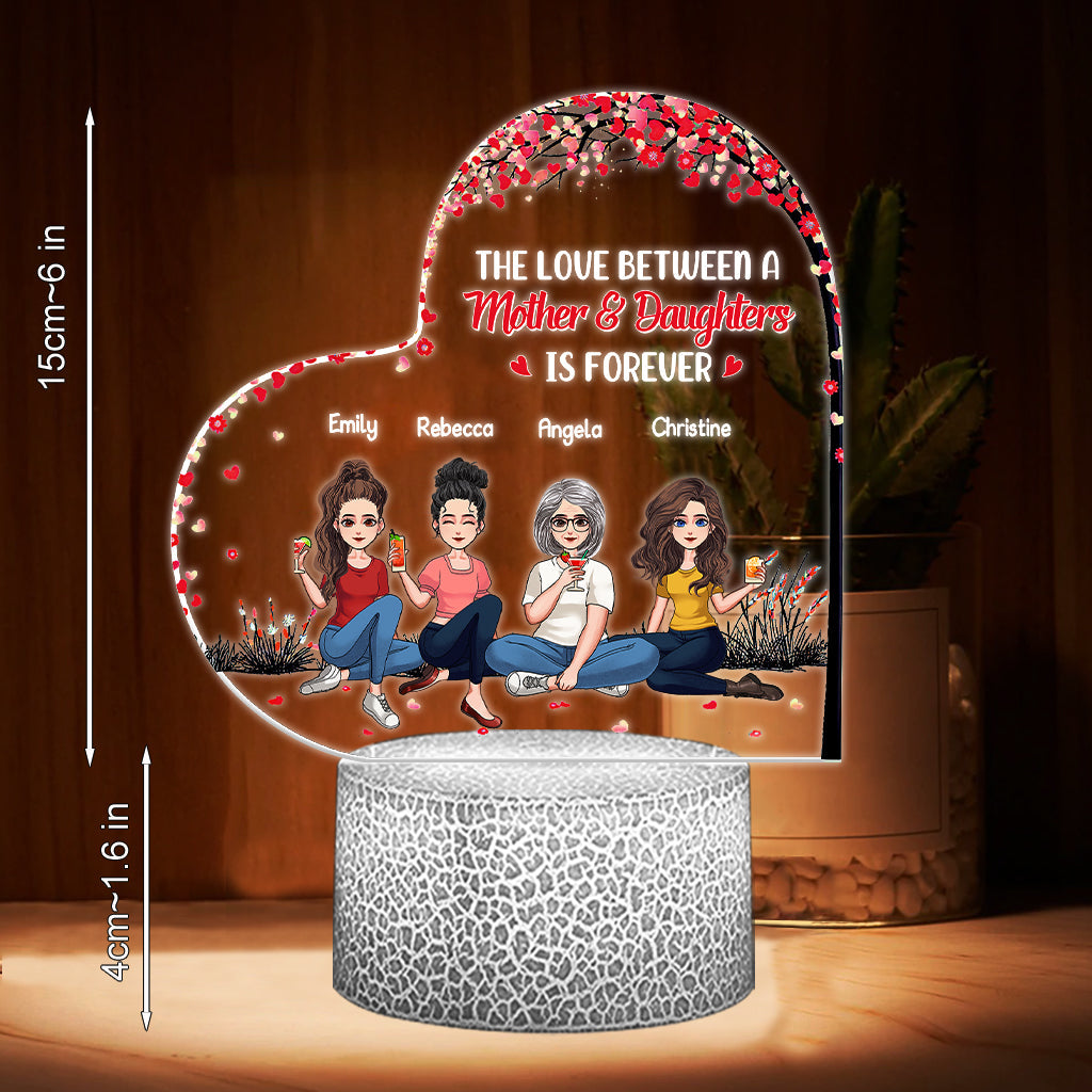 The Love Between Mother And Daughters Sons - Gift for mom, daughter, son - Personalized Shaped Plaque Light Base