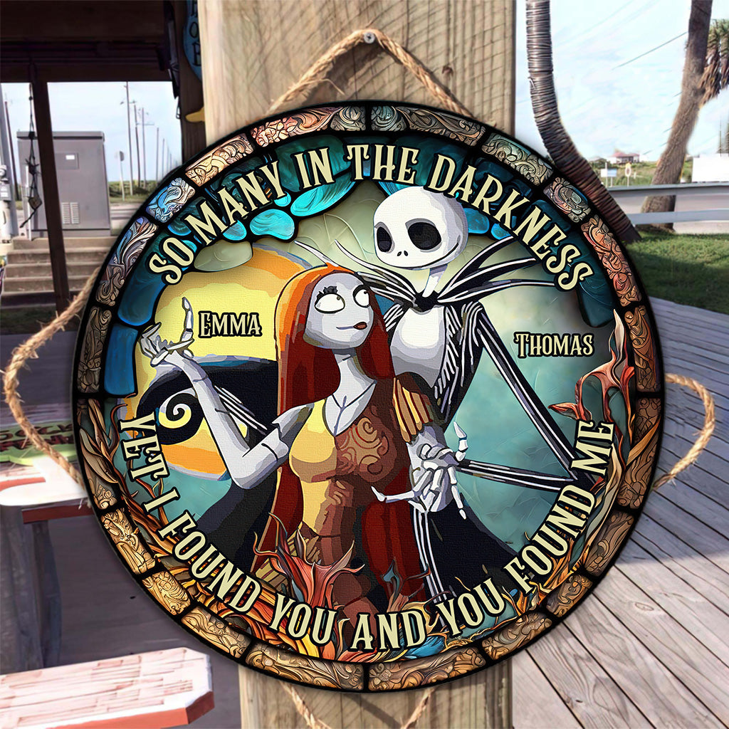 Nightmare Couple - Personalized Nightmare Round Wood Sign