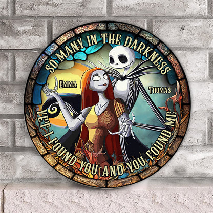 Nightmare Couple - Personalized Nightmare Round Wood Sign