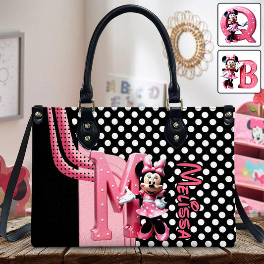 Pink Mouse Ears - Personalized Mouse Leather Handbag