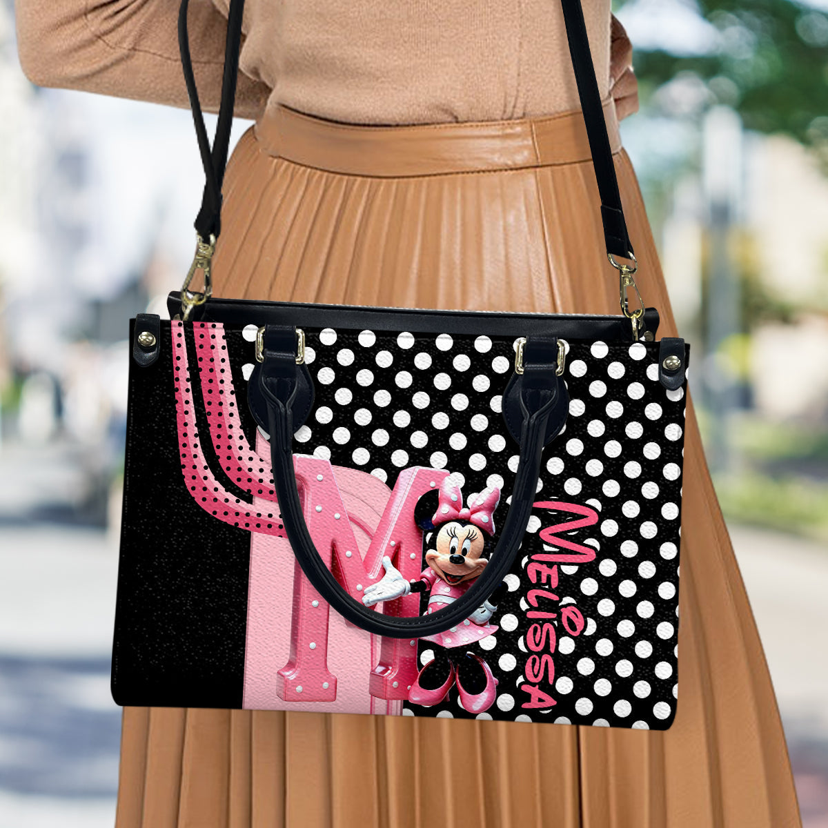 Pink Mouse Ears - Personalized Mouse Leather Handbag